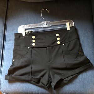 NEW sailor style high waist black stretchy shorts